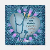 Aimant Infirmière inscrite de Blue Heart RN (Devant)