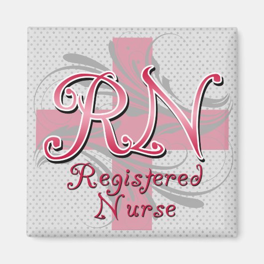 Aimant Infirmière inscrite, persiennes de croix roses (Devant)