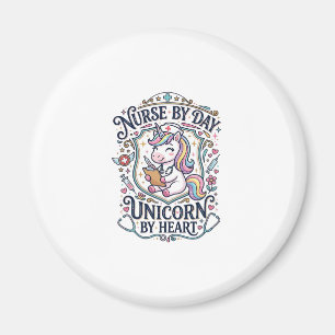 Aimant Infirmière Licorne le Jour Licorne de Cœur Fond Bl