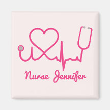 Infirmière personnalisée rose Nom Stethoscope Coeu