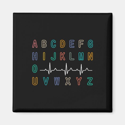 Aimant Infirmière Pqrst Test Abc's Ekg Strip Alphabet Fun (Devant)