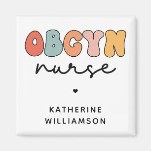 Aimant Infirmière Retro OBGYN personnalisée