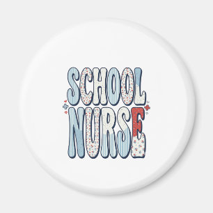 Aimant Infirmière scolaire vintage floral typographie con