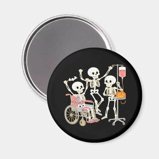 Aimant Infirmière Skeleton Funny Halloween Soins de santé (Recto/Verso)