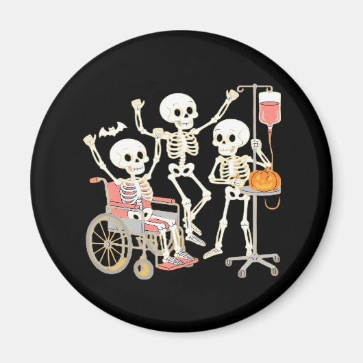 Aimant Infirmière Skeleton Funny Halloween Soins de santé (Devant)