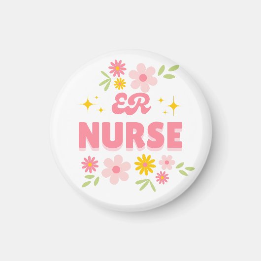 Aimant Infirmière Urgences Fleur Rétro (Devant)