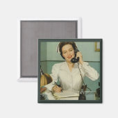 Aimant Infirmière vintage au téléphone (Recto/Verso)
