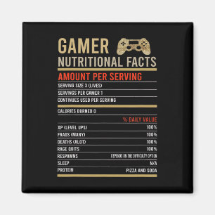 Aimant Informations nutritionnelles de gamer Cool gamer j