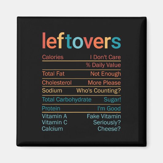 Aimant Informations nutritionnelles des restes de repas d (Devant)