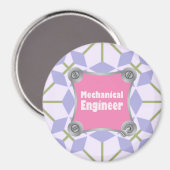 Aimant Ingénieur mécanique rose (Recto/Verso)