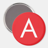 Aimant Initial Letter Monogram Red White Plain Modern (Recto/Verso)