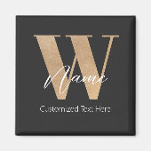 Aimant Initiale W & Nom Personnel Moderne Monogrammé (Devant)