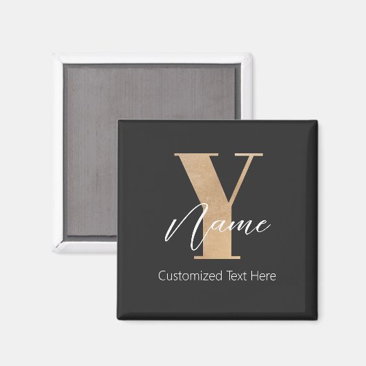 Aimant Initiale Y & Nom Personnalisés Moderne Monogrammé (Recto/Verso)