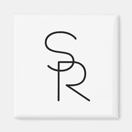 Aimant Initiales chevauchantes de style moderne (Devant)