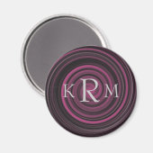 Aimant Initiales de monogramme tourbillons prune personna (Recto/Verso)