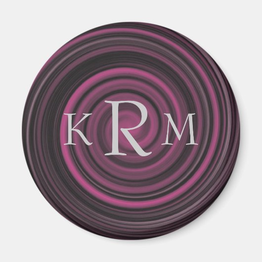 Aimant Initiales de monogramme tourbillons prune personna (Devant)