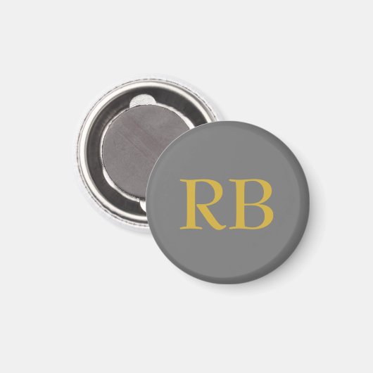 Aimant Initiales du monogramme couleur or gris moderne (Recto/Verso)