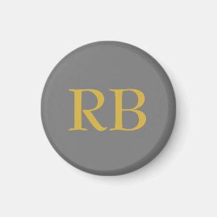 Aimant Initiales du monogramme couleur or gris moderne