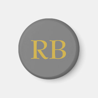 Aimant Initiales du monogramme couleur or gris moderne