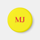 Aimant Initiales en monogramme jaune simple et tendance (Devant)