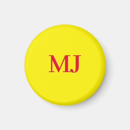 Aimant Initiales en monogramme jaune simple et tendance (Devant)