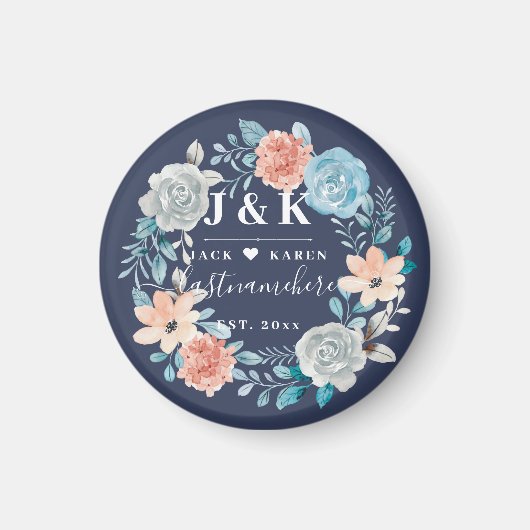 Aimant Initiales Florales Monogrammes Nom de famille pers (Devant)