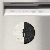 Aimant Initiales géantes en marbre noir et blanc Monogram (In Situ (Lave-vaisselle))