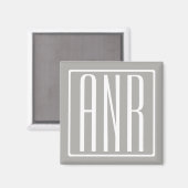 Aimant Initiales Monogramme | Blanc Sur Gris Clair (Recto/Verso)