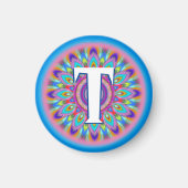 Aimant Initiales personnalisées blues d'aimant pour frigo (Devant)