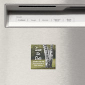 Aimant Initiales rustiques Birch Tree Wedding Enregistrer (In Situ (Lave-vaisselle))