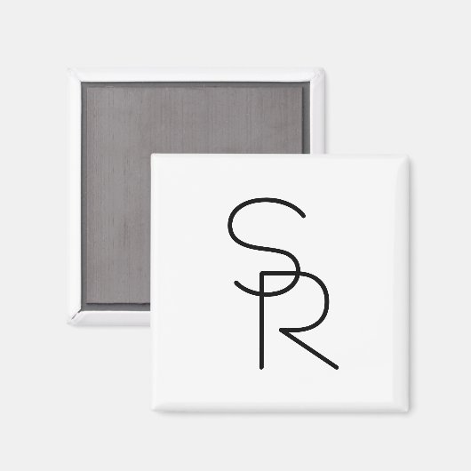 Aimant Initiales superposées de style moderne (Recto/Verso)