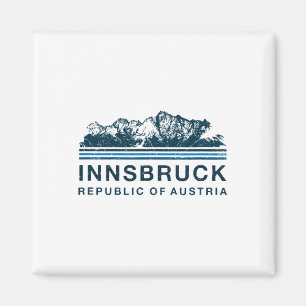 Aimant Innsbruck Autriche Montagnes Autrichien Ski Vintag