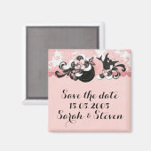 Aimant Inséparable de Damas rose Enregistrer la date (Recto/Verso)