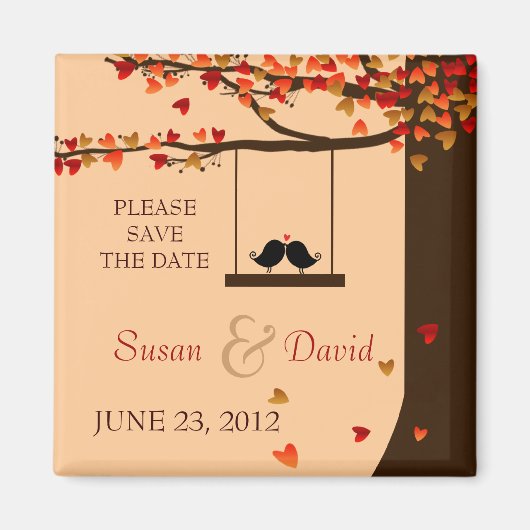 Aimant Inséparables en chute de coeur Chêne arbre Favoris (Devant)