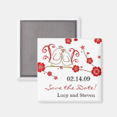 Aimant Inséparables et fleurs de cerisiers Enregistrer la (Recto/Verso)