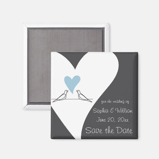 Aimant Inséparables Mariage au coeur bleu clair Enregistr (Recto/Verso)