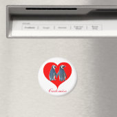 Aimant Inséparables Penguin Couple Red Heart Thunder_Cove (In Situ (Lave-vaisselle))