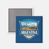 Aimant Insigne Rétro d'Illustration d'Argentine (Recto/Verso)