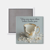 Aimant inspirant à motif de tasse à thé cassée (Recto/Verso)