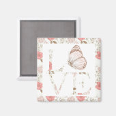 Aimant Inspirationnel Pink Love Papillon Floral (Recto/Verso)