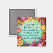 Aimant Inspirationnel Plutôt J'Aime Les Gens Floral (Recto/Verso)