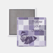 Aimant Inspirationnel violet Suivez vos rêves Papillon (Recto/Verso)