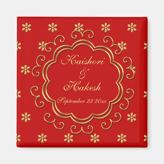 Aimant Inspirée par l'Inde, sauvez la date / Faveur du ma (Devant)