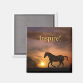Aimant Inspirer Joli cheval et l'aimant coucher de soleil (Recto/Verso)