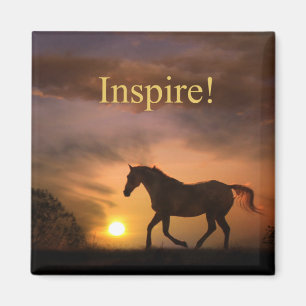 Aimant Inspirer Joli cheval et l'aimant coucher de soleil