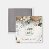 Aimant Inspiritisme floral romantique Mariage personnalis (Recto/Verso)