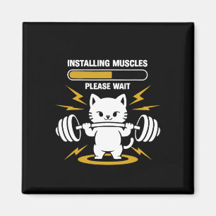Aimant Installation Muscles Veuillez Patienter Gym Cat Bo