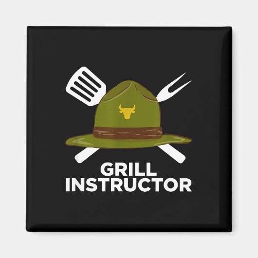 Aimant Instructeur de grillade pitmaster de barbecue drôl (Devant)