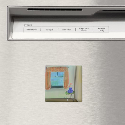 Aimant Intérieur Doux Avec Rideaux Orange Art Original (In Situ (Lave-vaisselle))