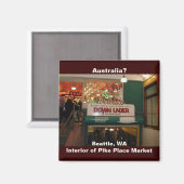 Aimant Intérieur du marché Pike Place Seattle, Washington (Recto/Verso)
